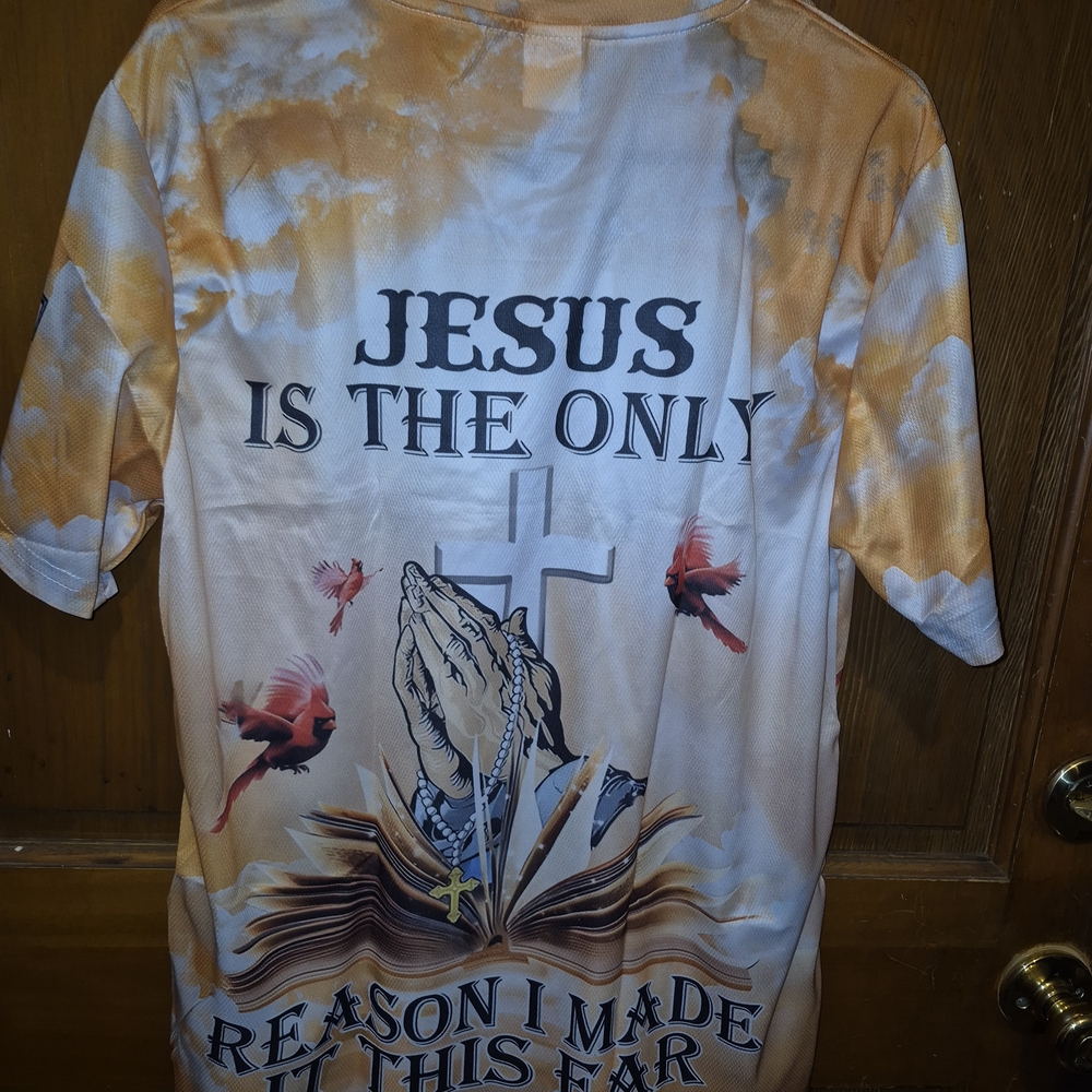 Religious Graphic T-Shirt with Praying Hands and Cross